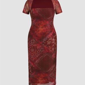Curve Elegant Red Patterned Dress NWT Plus
